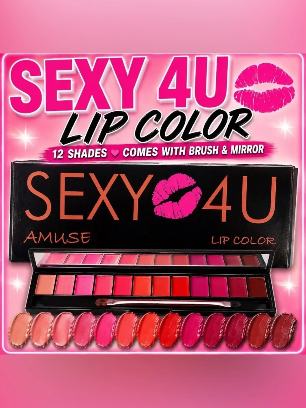 Amuse Sexy 4U 12 shade Lip Color Palette NIB